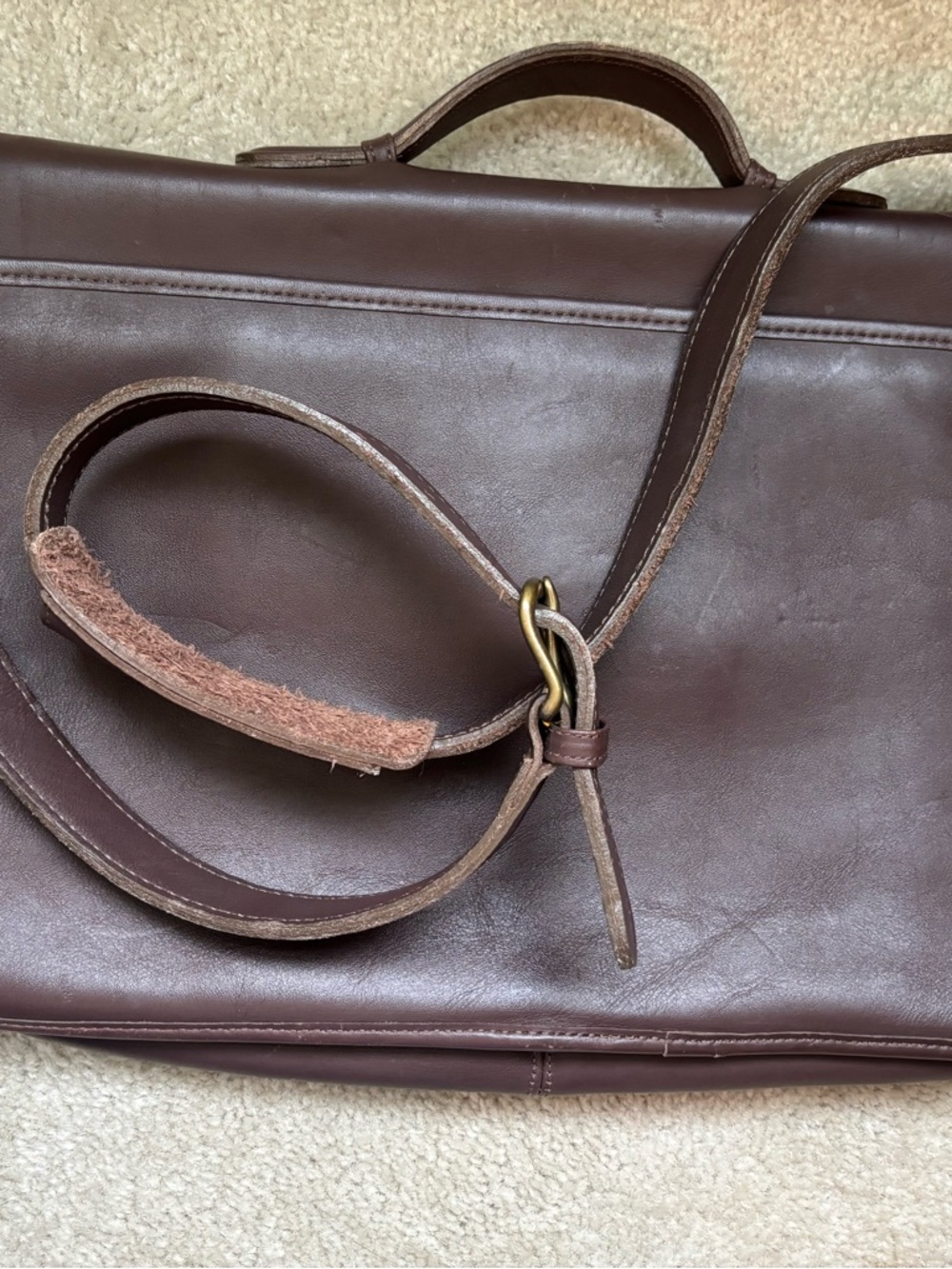 Coach Brown Leather Laptop Briefcase with Gold-Tone Hardware - Picture 3 of 3